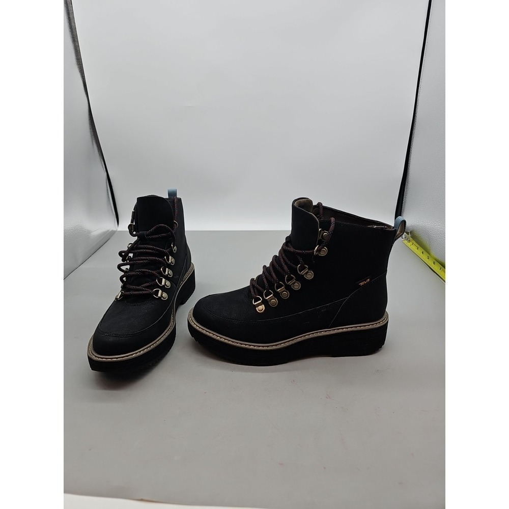 TEVA WOMEN MIDFORM LACE UP BLACK WATER RESISTANT BOOTS US 8 New